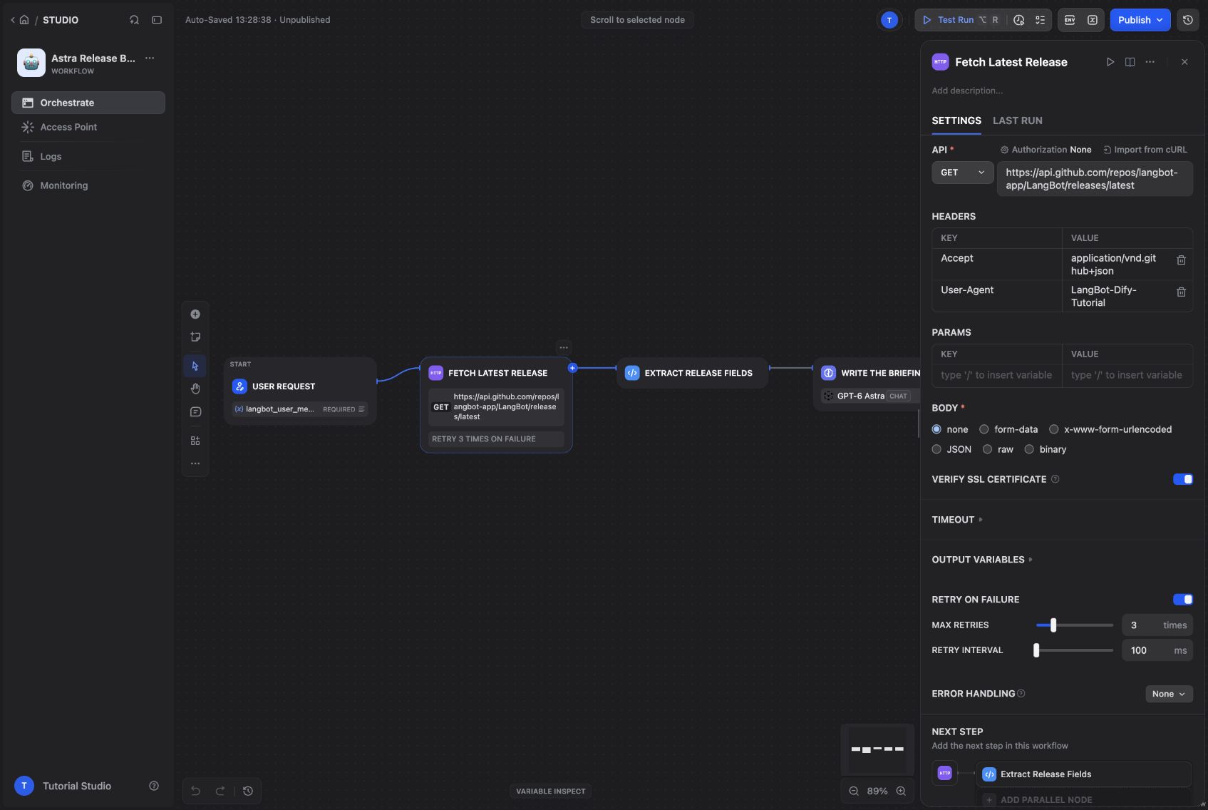 HTTP 节点直接查询 GitHub Releases API。