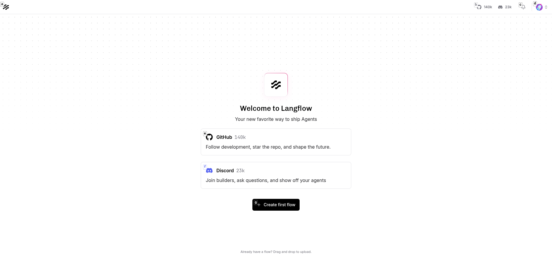 Langflow Welcome Page